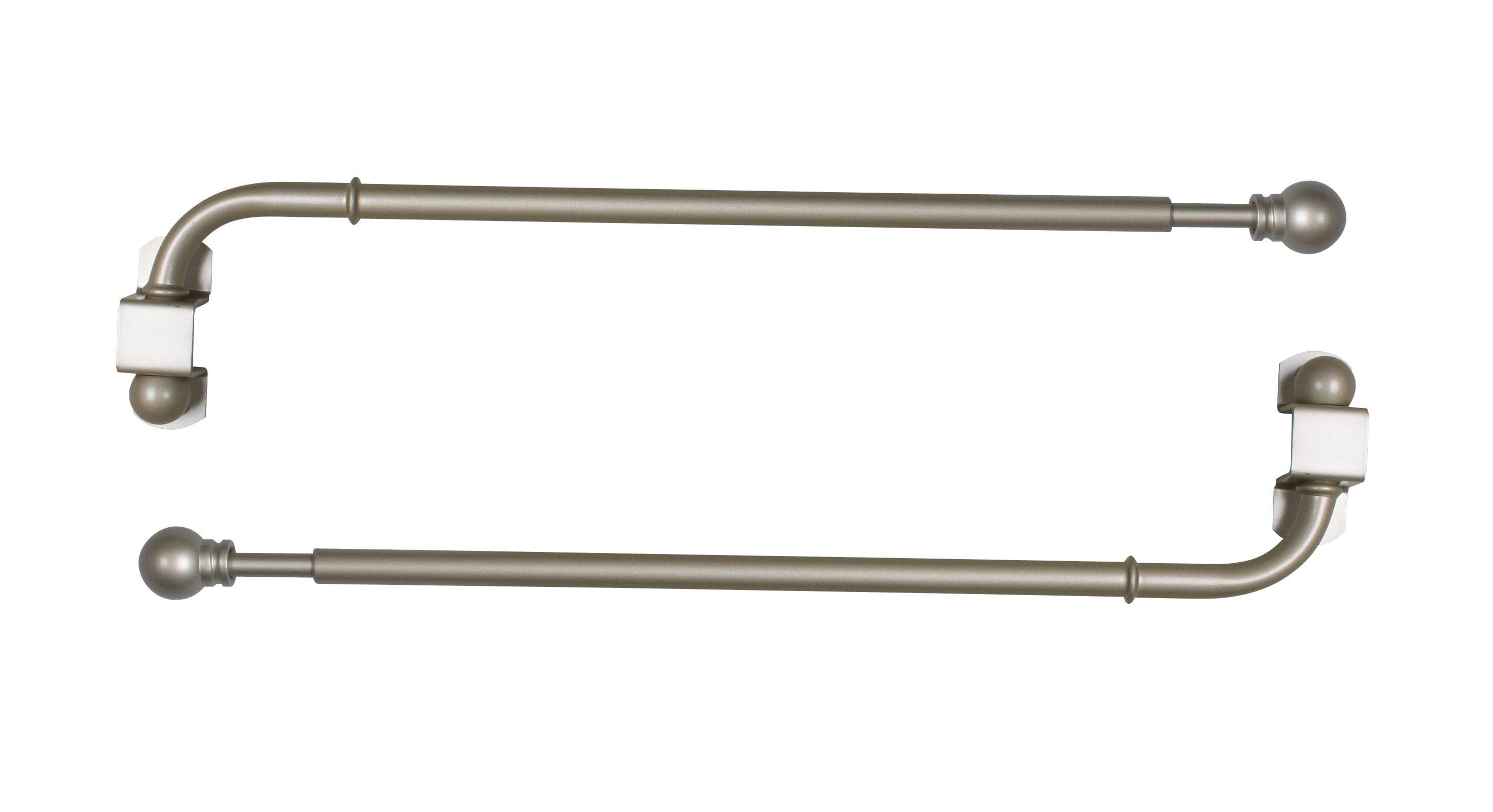 Pewter Adjustable Steel Swing Arm Curtain Rod Pair