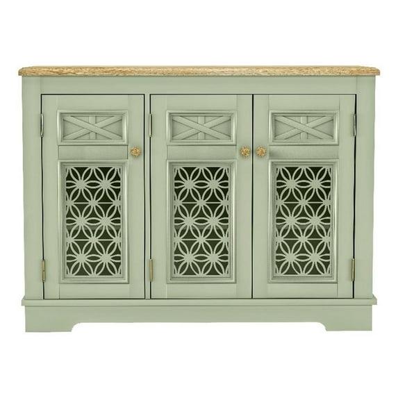 Versatile Buffet Cabinet with Glass Doors and Adjustable Shelves -Green