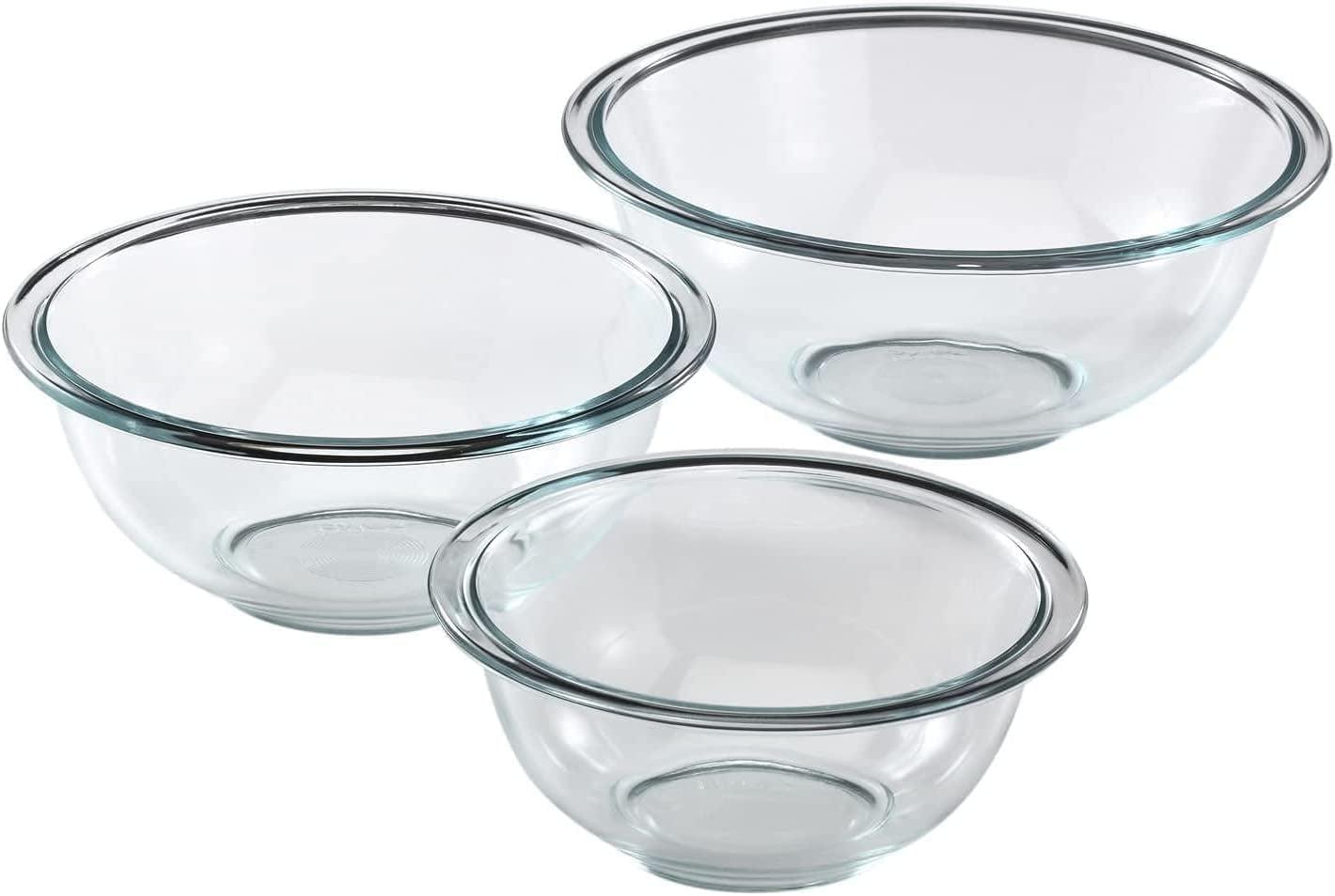 3-Piece Clear Glass Mixing Bowl Set with Lids