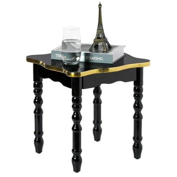 Fabulaxe Square Wooden Side Table, Living Room Accent End Table, Gold and Brown