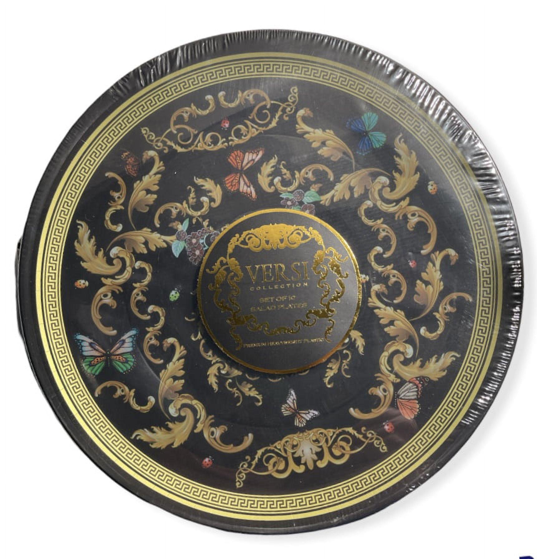 Black and Gold Butterfly Garden Plastic Dinner Plates Set