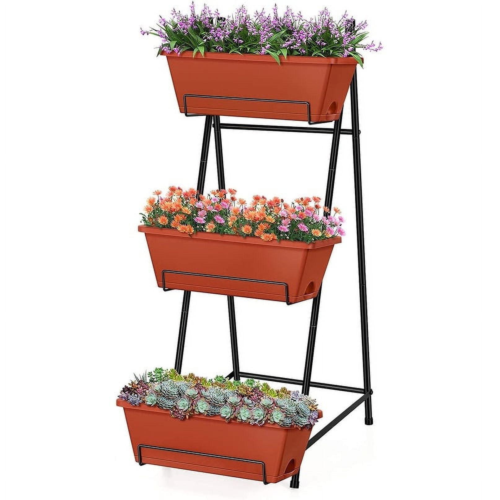 Brown Metal 3-Tier Vertical Raised Garden Bed