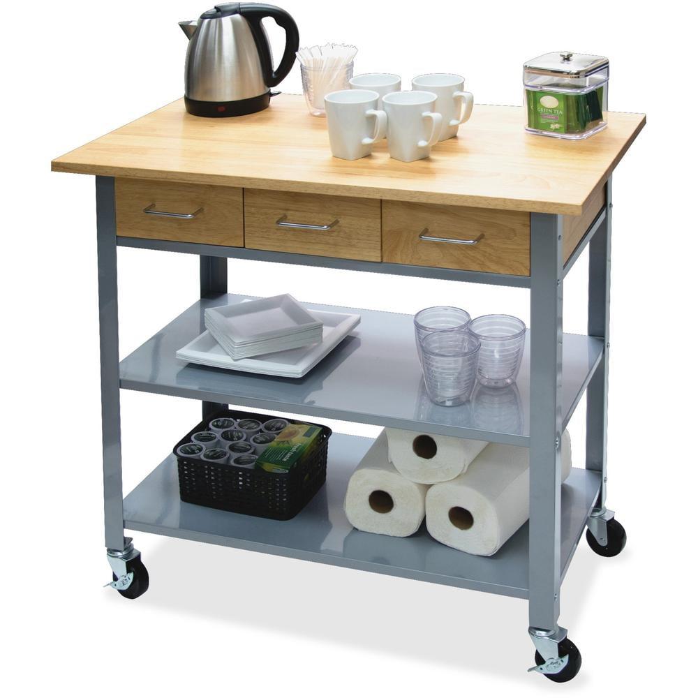 Vertiflex Countertop Serving Cart - Solid Wood - 34.3" Width x 19" Depth x 35.5" Height - Steel Frame - Assorted