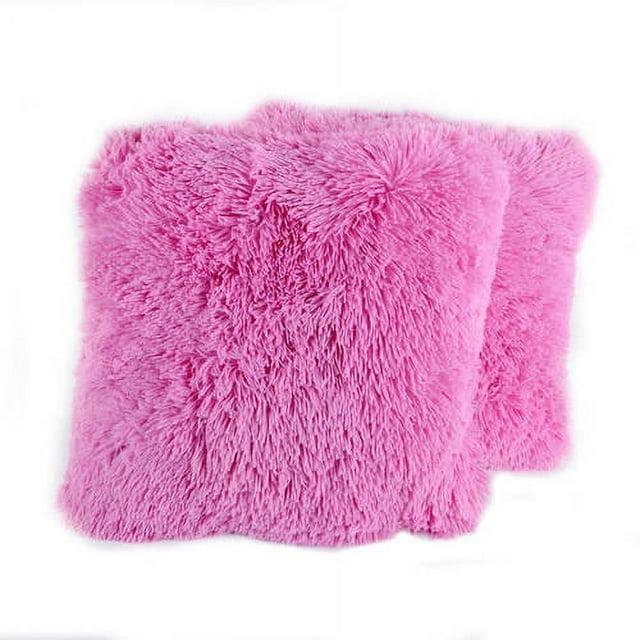 Sweet Home Collection Faux Fur Reversible Throw Pillow (Set of 2)