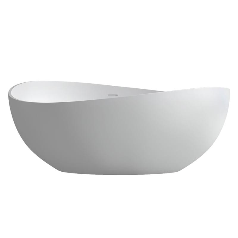 Vespa 63" Matte White Solid Surface Freestanding Bathtub