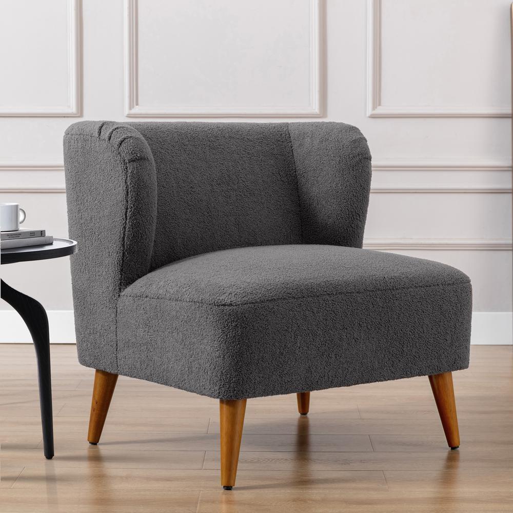 Vesper Gray Polyester Textured Boucle Fabric Modern Accent Chair