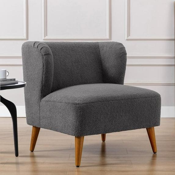 Vesper Gray Polyester Textured Boucle Fabric Modern Accent Chair