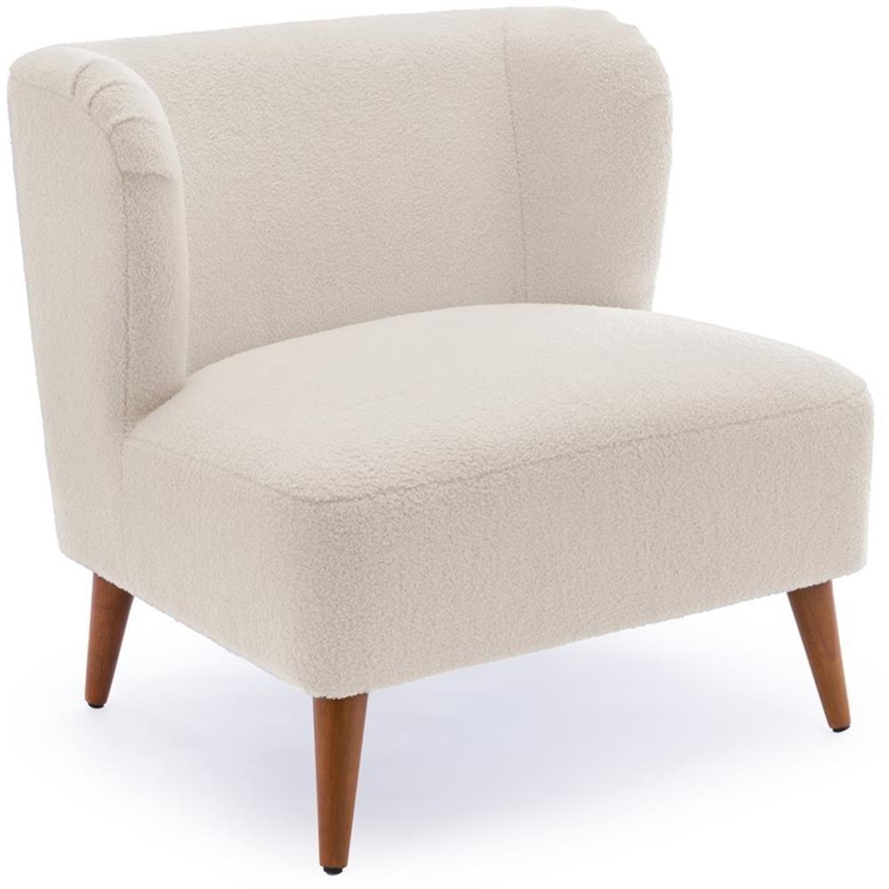 Comfort Pointe Vesper Boucle Accent Chair Milky White: Armless, Wingback, Wood Legs, Foam Cushion
