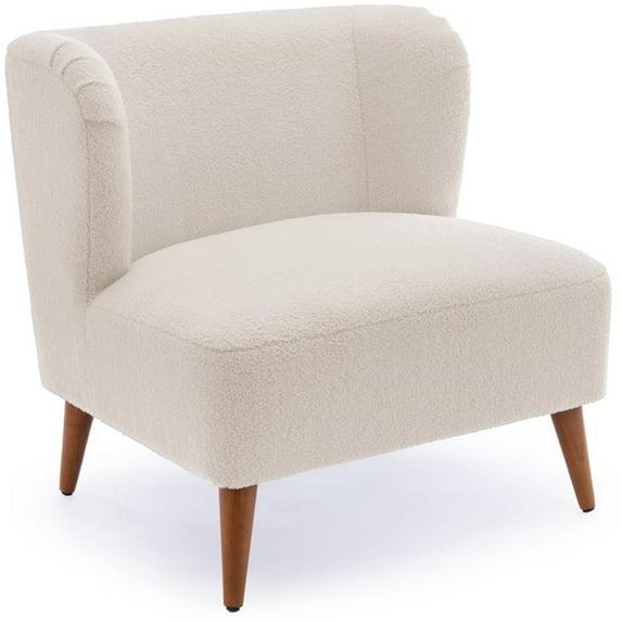 Comfort Pointe Vesper Boucle Accent Chair Milky White: Armless, Wingback, Wood Legs, Foam Cushion