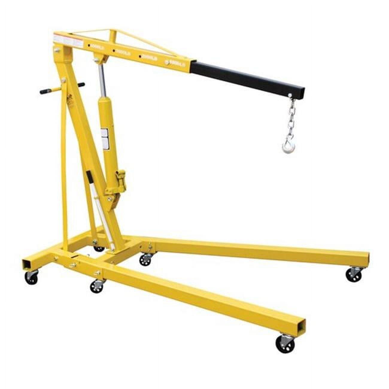 Yellow Heavy-Duty Steel Folding Engine Hoist with Telescopic Boom