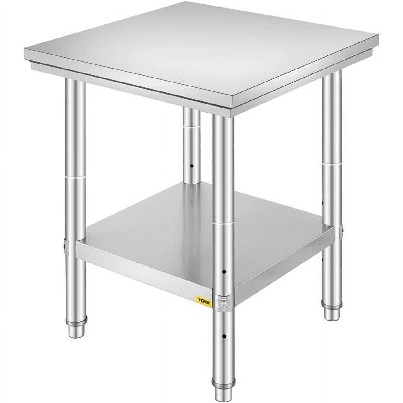 Vevor 24 x 24 Inch Stainless Steel Adjustable Kitchen Work Table