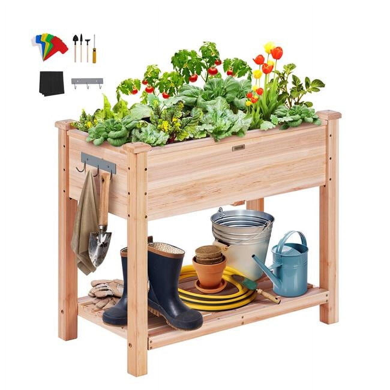 Burlywood Fir Wood Raised Garden Bed Planter 33"x18"x30"