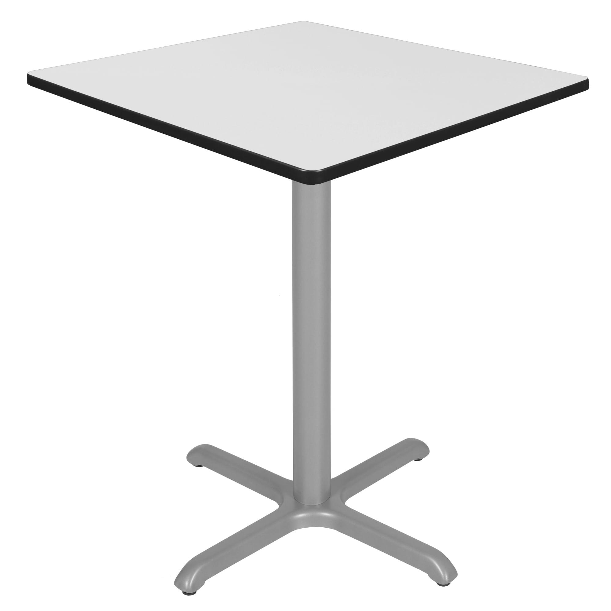 White and Grey 36" Square Bar Height Table with X-Base