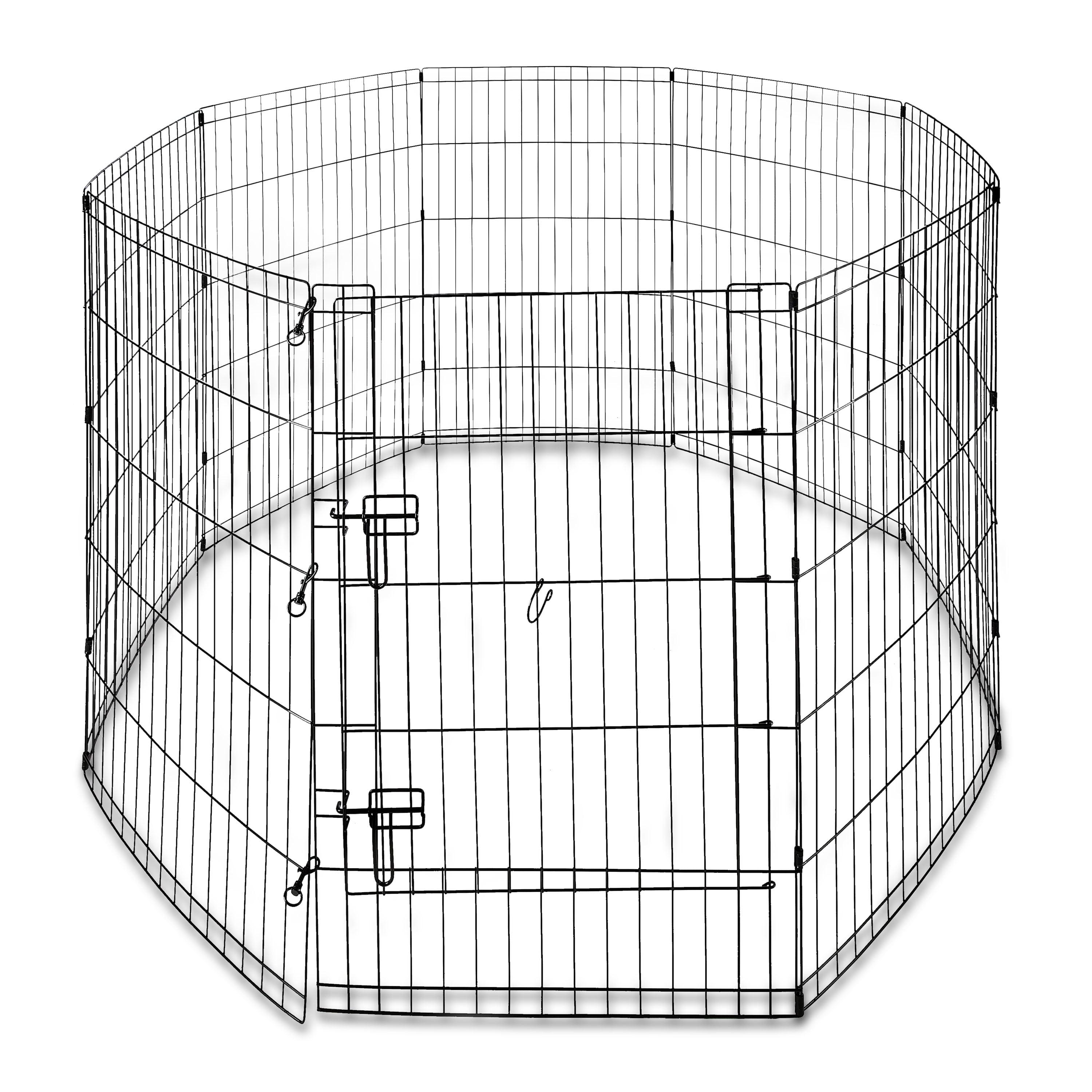 Black 36" Metal 8-Panel Pet Exercise Playpen with Door