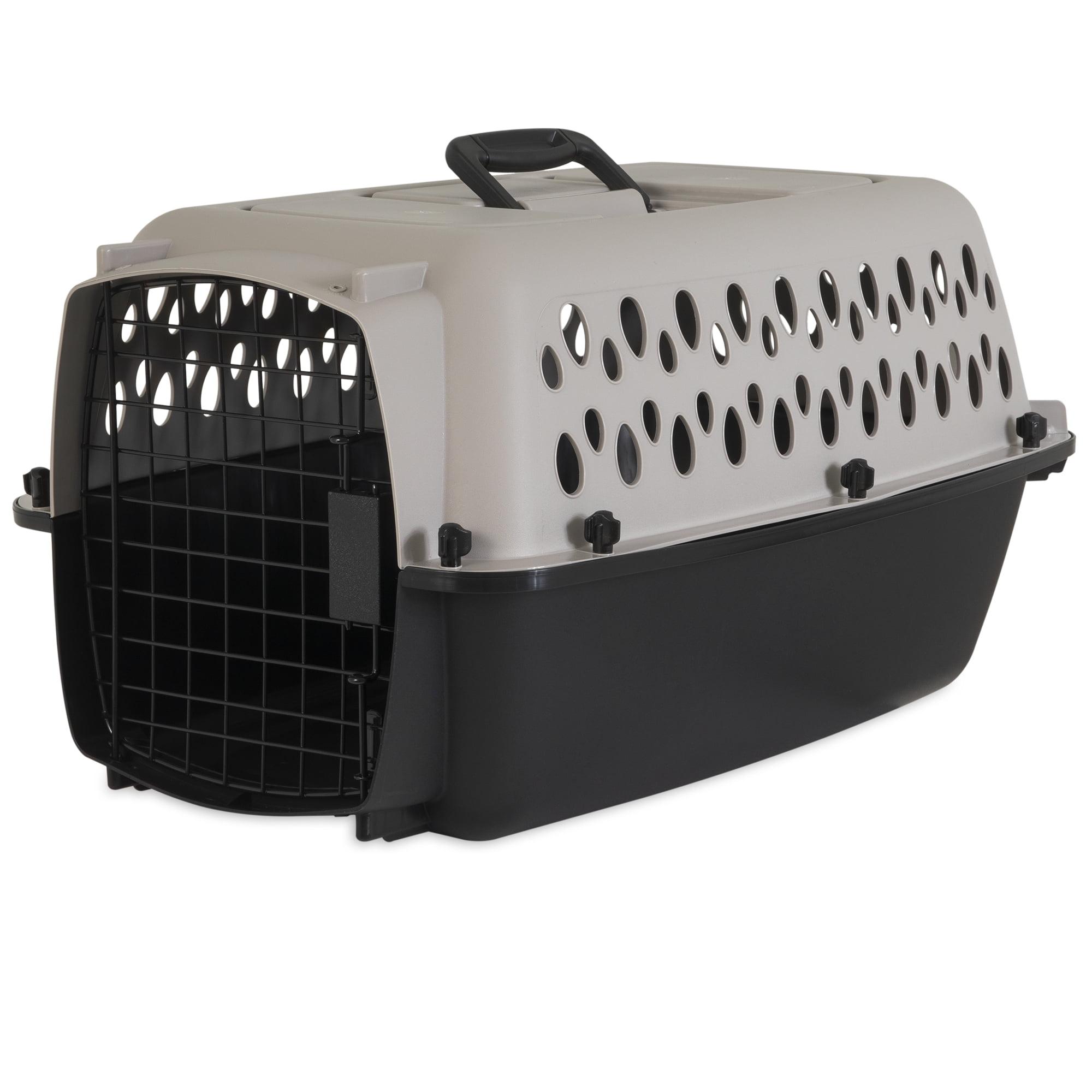Vibrant Life Pet Kennel Small 23" Dog Crate, Plastic Travel Pet Carrier for Pets up to 15 lb, Grey