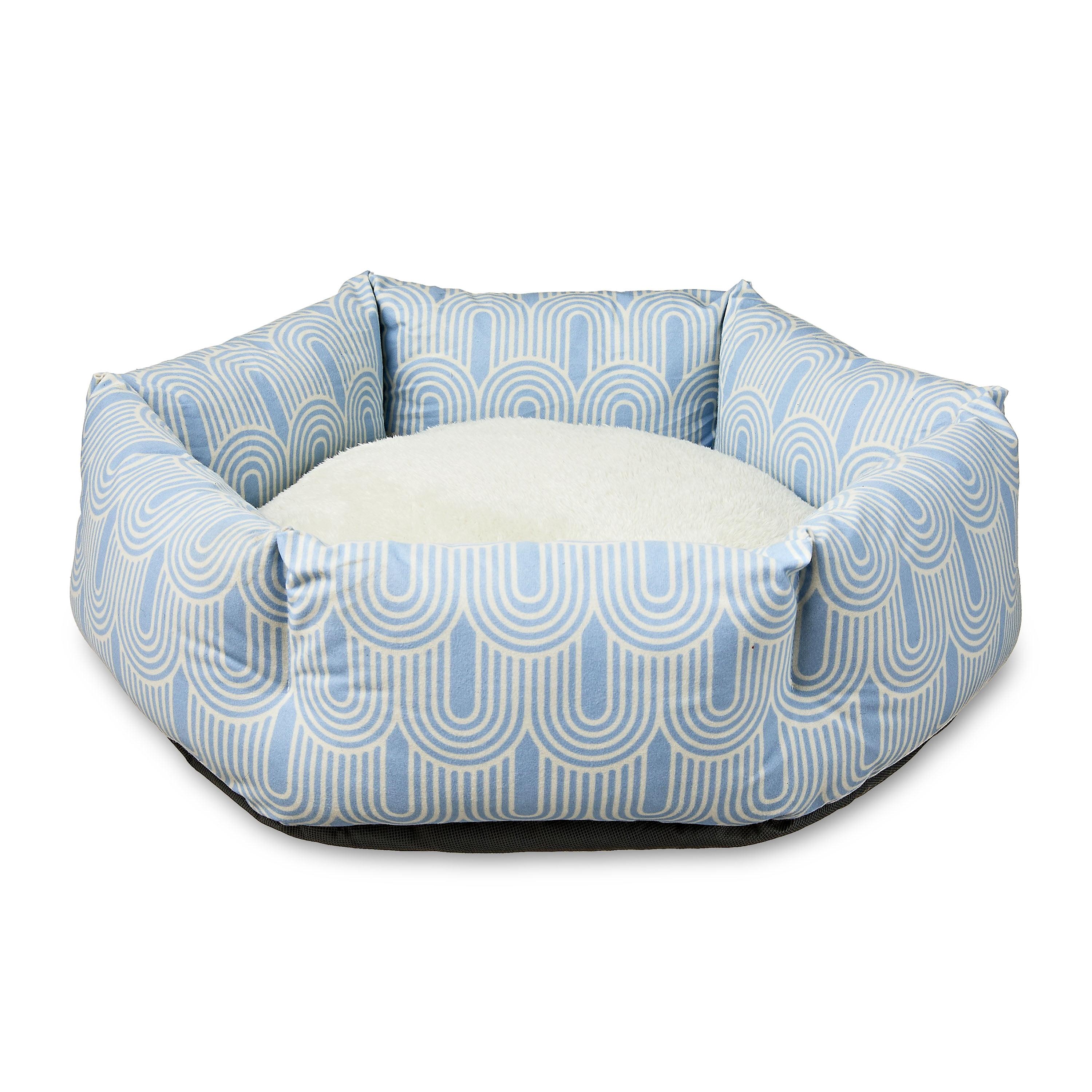 Vibrant Life Small Cozy Cuddler-Style Dog & Cat Bed, Blue Arch Print