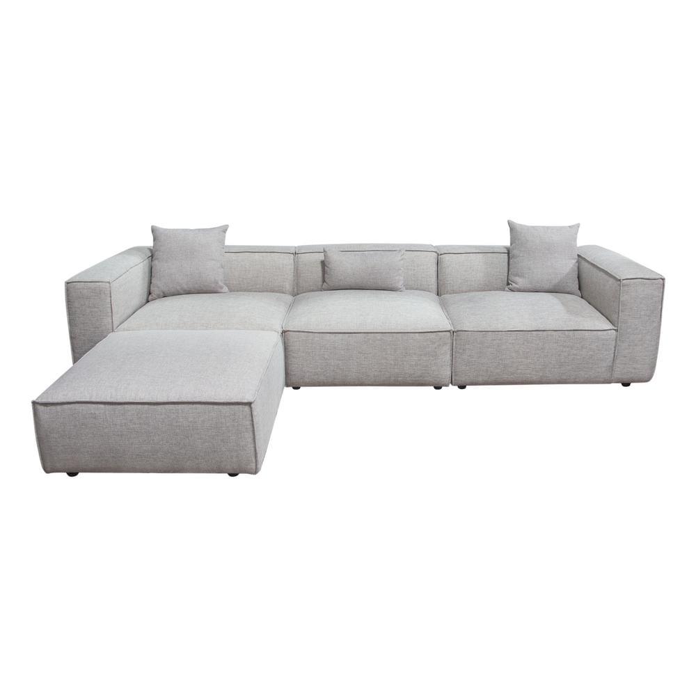 Contemporary Gray Fabric Sectional with Ottoman - Reversible L-Shaped Design