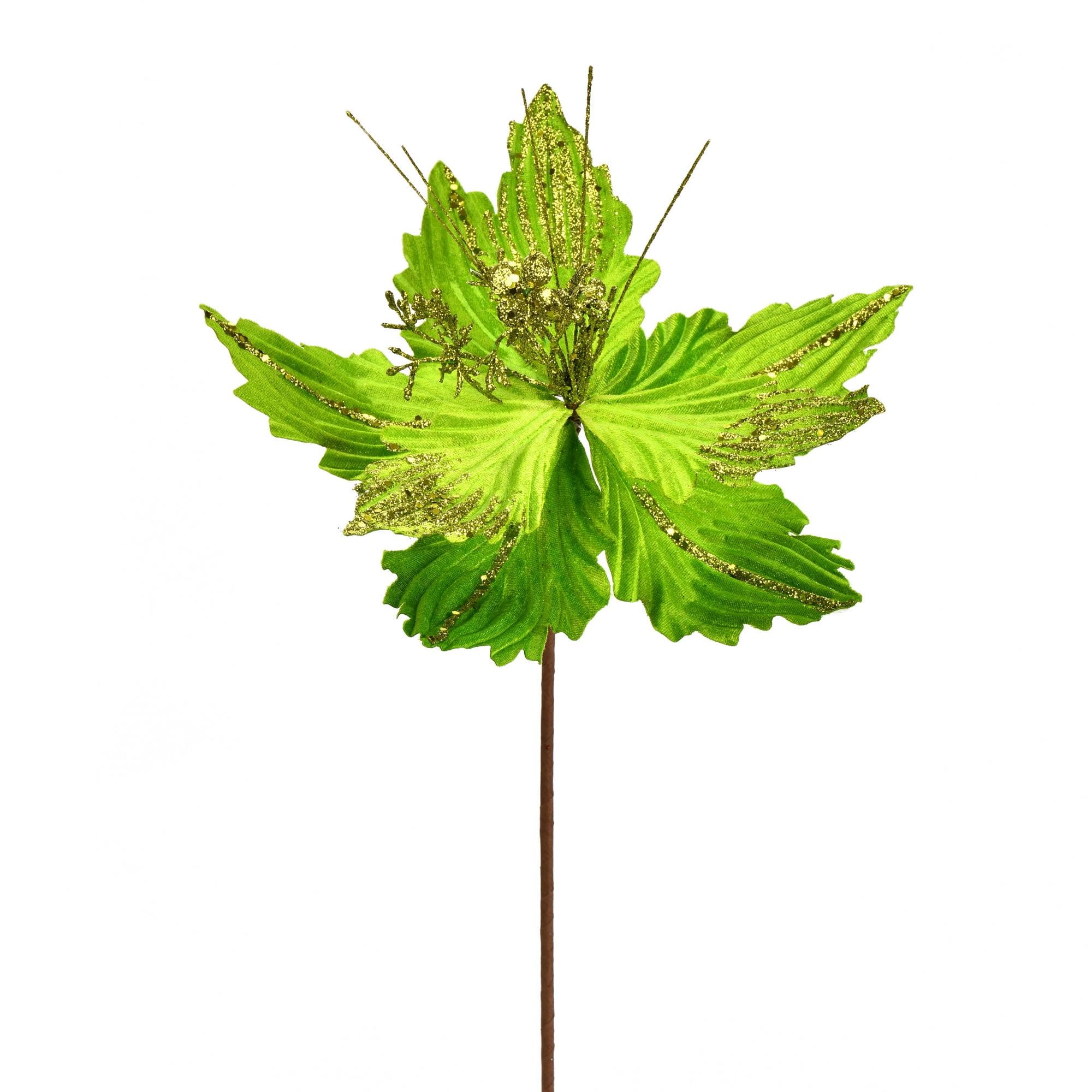 Vickerman 12" x 16" Lime Poinsettia Artificial Christmas Spray. Includes 6 sprays per pack.