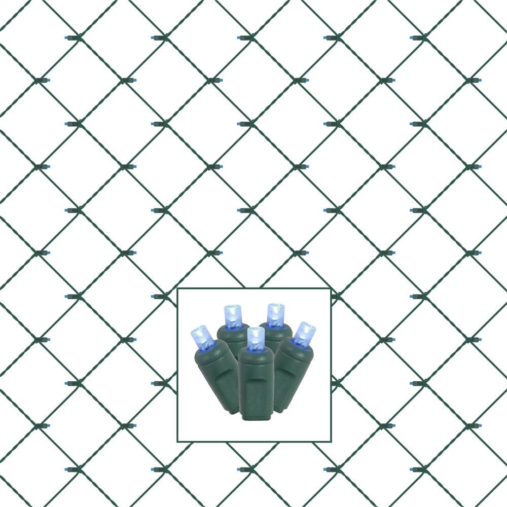 Vickerman 120 Blue Wide Angle LED Net Christmas Net Light Set, Green Wire