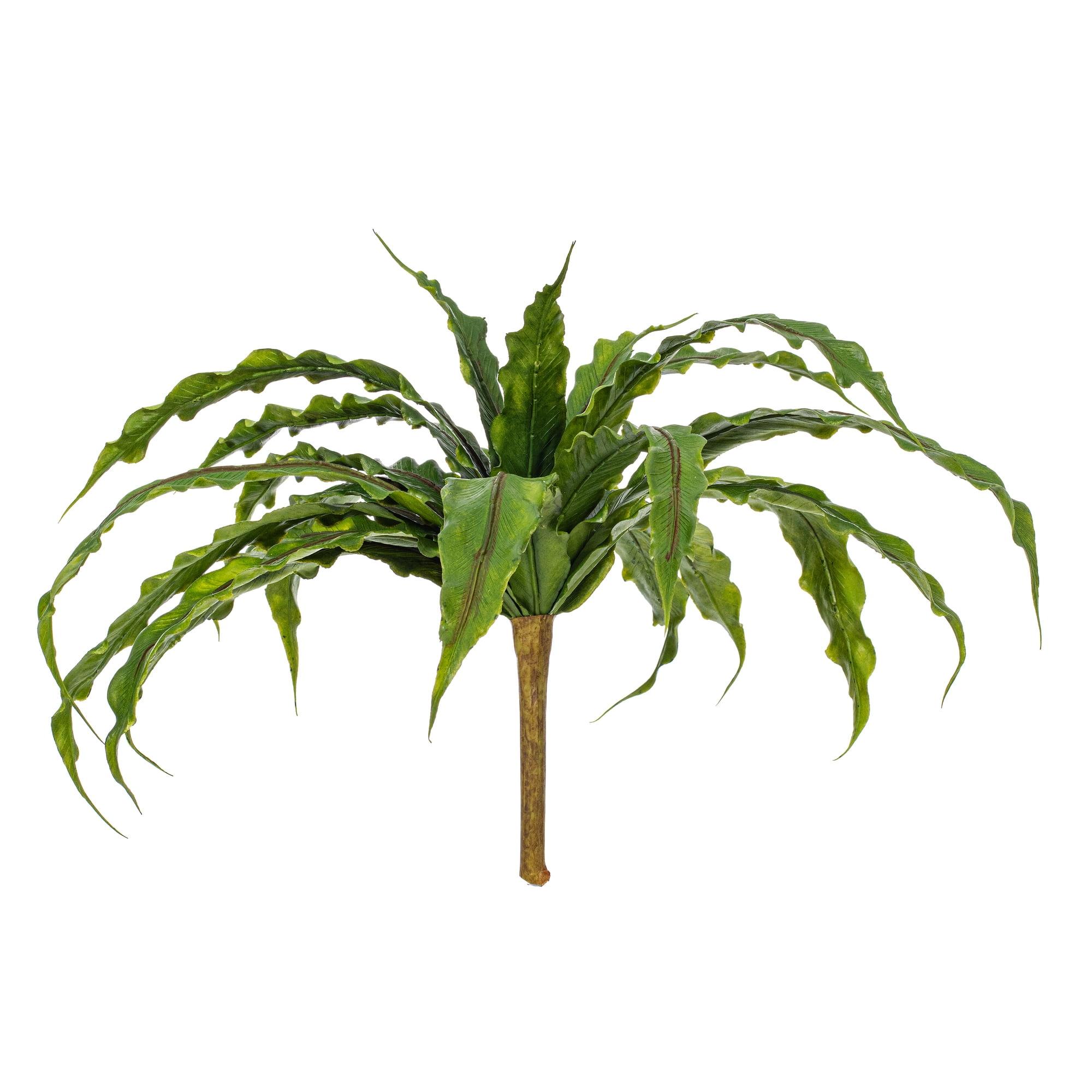 Vickerman 13" Artificial Green Bird Nest Fern Bush.