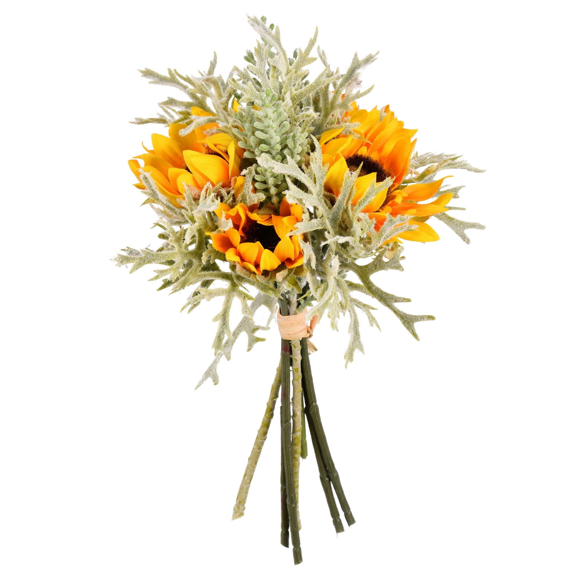 14" Yellow Sunflower and Succulent Fall Centerpiece