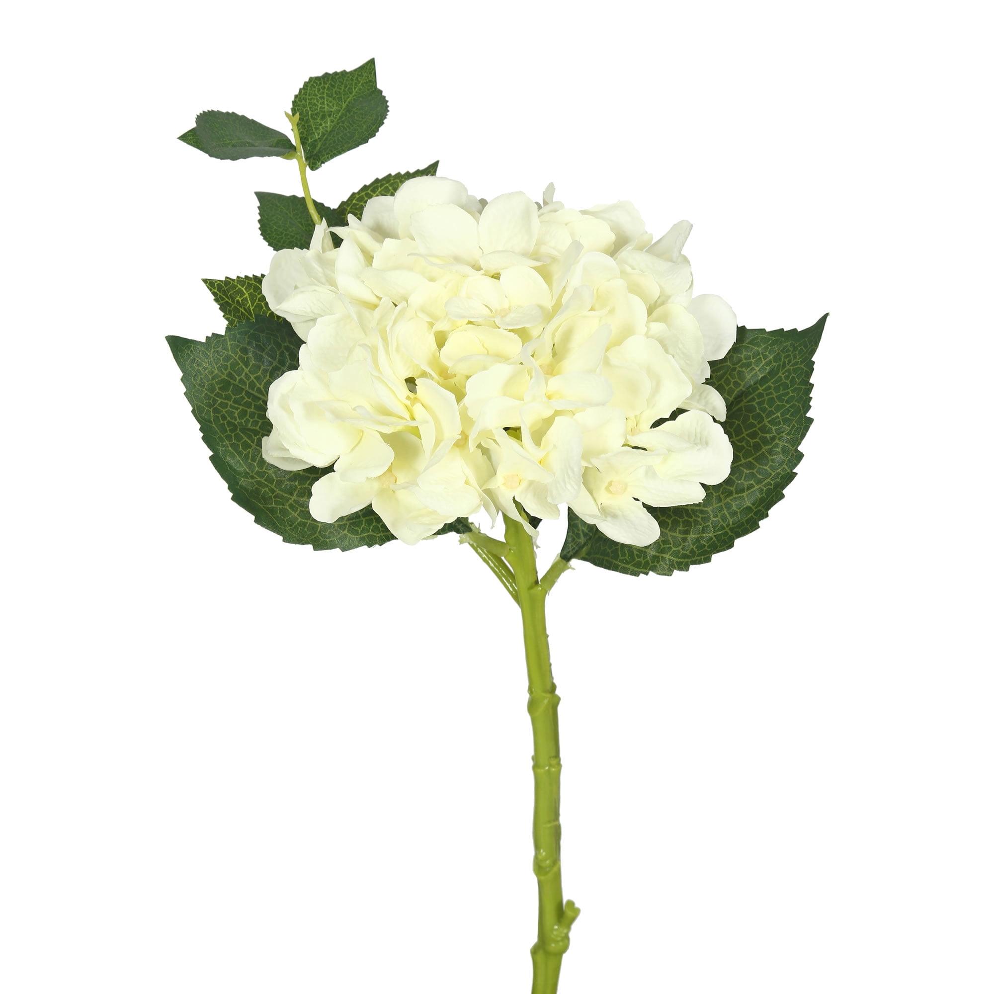 Cream Artificial Hydrangea and Fern Floral Arrangement, 19"