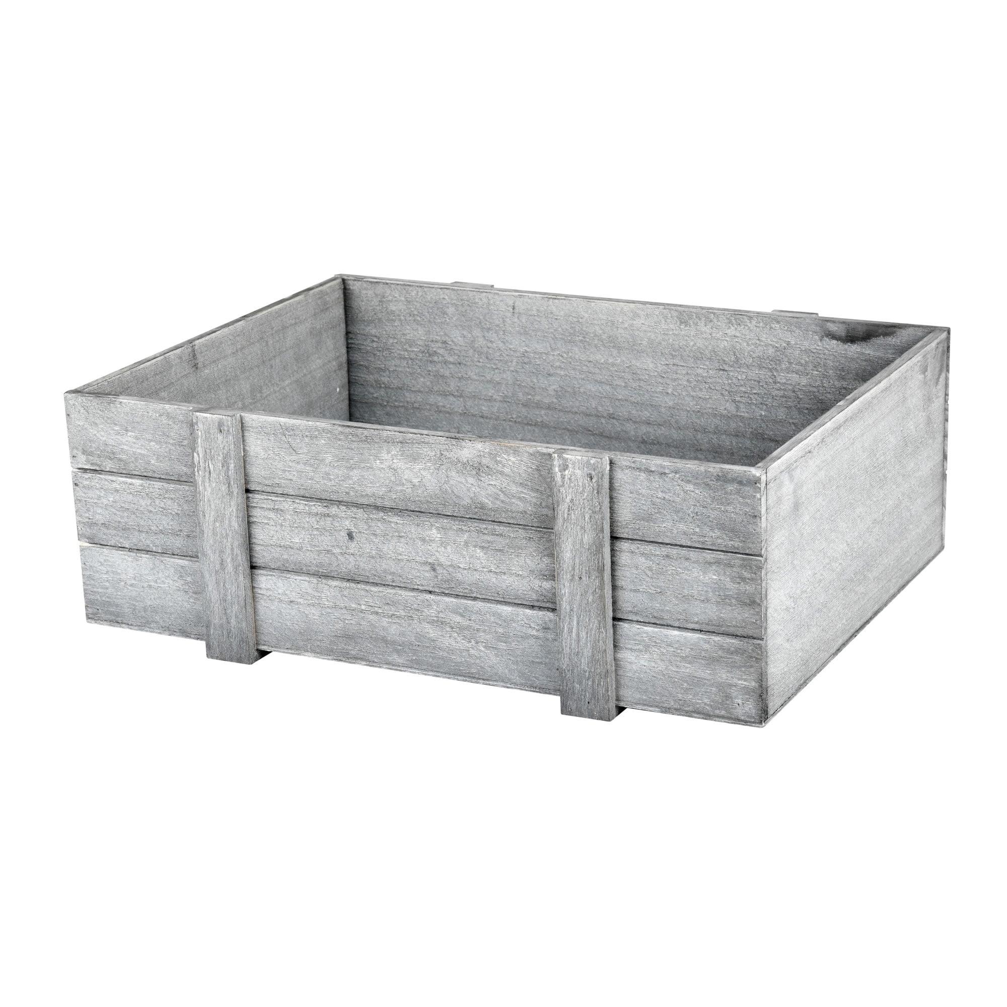 Gray Wooden Farmhouse Storage Panel Box, 17"