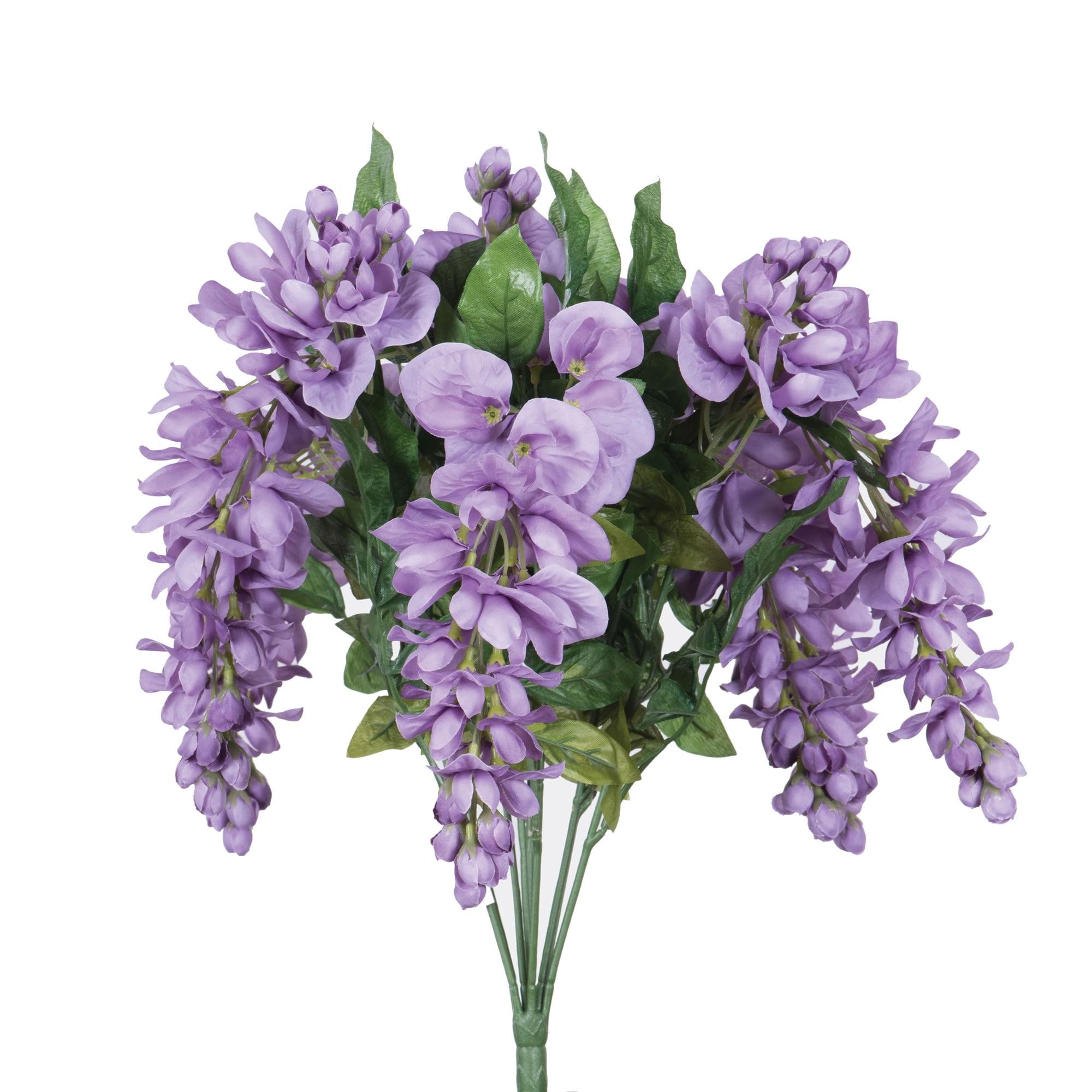 Lavender 19" Artificial Wisteria Bush with Green Leaves