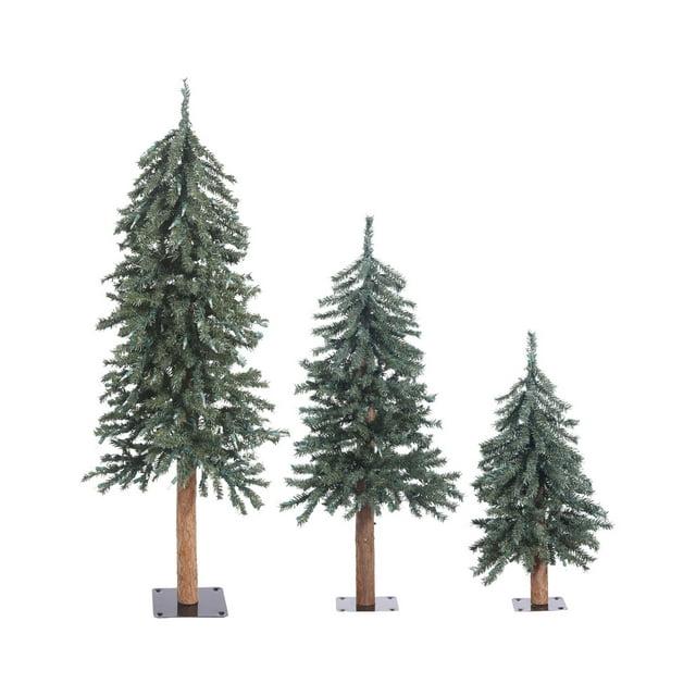 Vickerman 2' 3' 4' Natural Bark Alpine Artificial Christmas Tree Set, Unlit