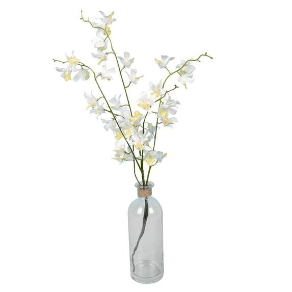 Vickerman 20.5" Artificial Mini White Orchid in a Glass Pot. In a 2.75"Lx2.75"Wx8"H base.