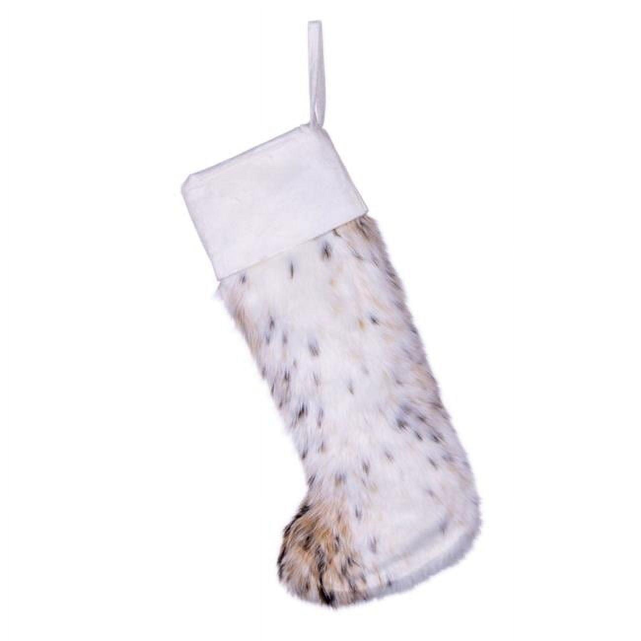 Snow Lynx Faux Fur 20" Stocking with Minky Backing