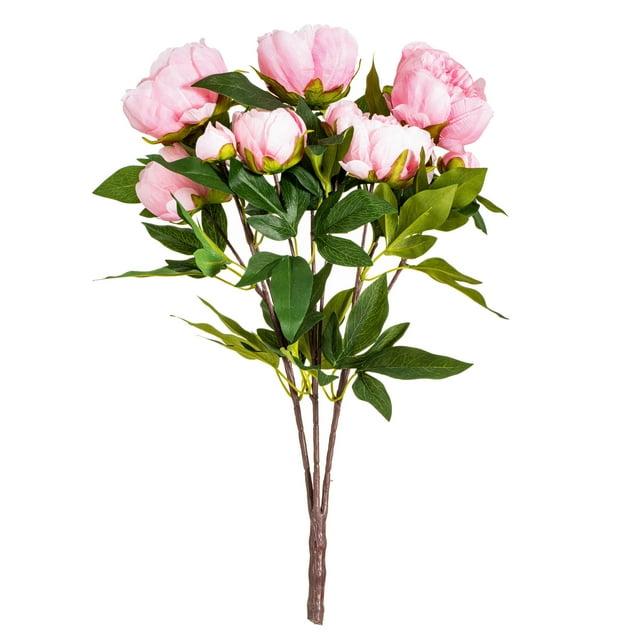 Primrue 23" Artificial Brush Pink Peony Spray with 6 Flowers