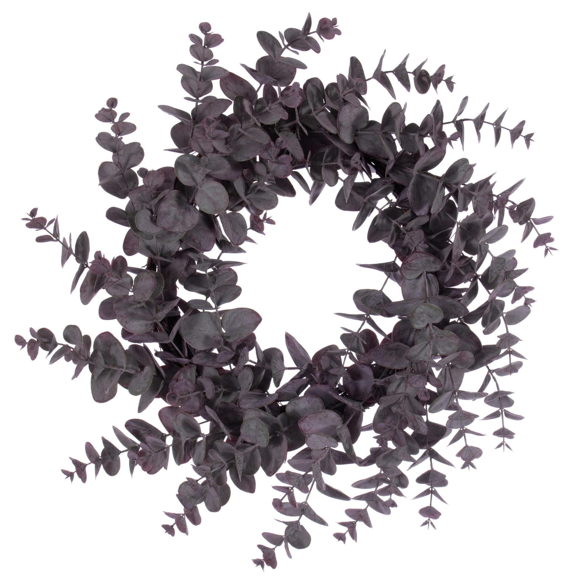 24'' Burgundy Spiral Eucalyptus Artificial Outdoor Wreath