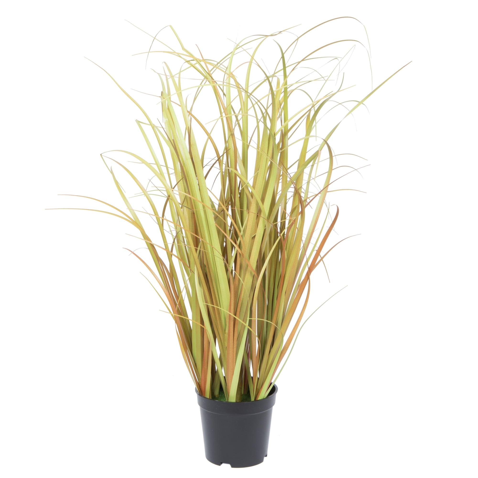 Autumnal Charm 24" Mixed Brown PVC Grass in Black Pot