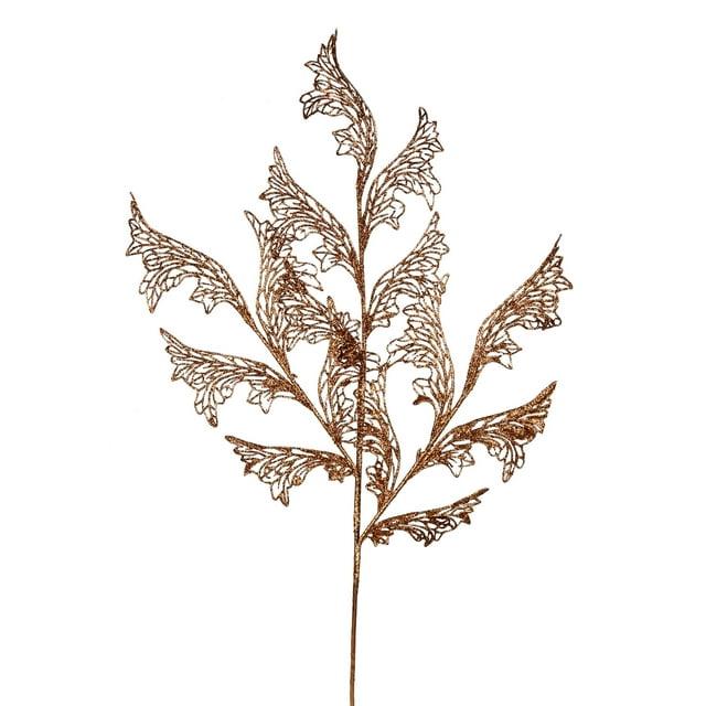 Vickerman 27" Copper Glitter Coral Bells Leaf Lace Artificial Christmas Spray. Includes 12 sprays per pack.