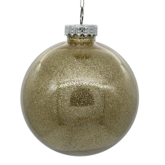 Vickerman 3" Clear Ball Christmas Ornament with Oat Glitter Interior, 12 Pieces per bag