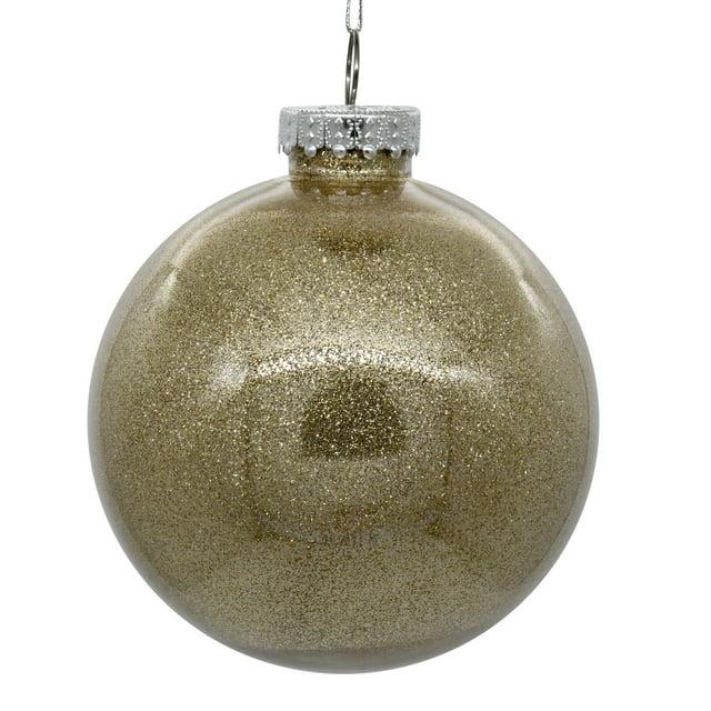 Vickerman 3" Clear Ball Christmas Ornament with Oat Glitter Interior, 12 Pieces per bag