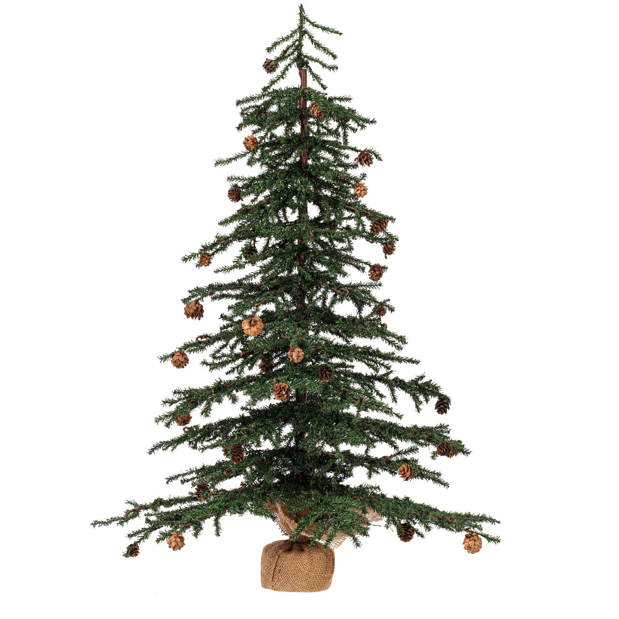 Vickerman 36" Caramel Pine Artificial Christmas Tree Unlit, Seasonal Indoor Home Decor with Decorative Burlap Base