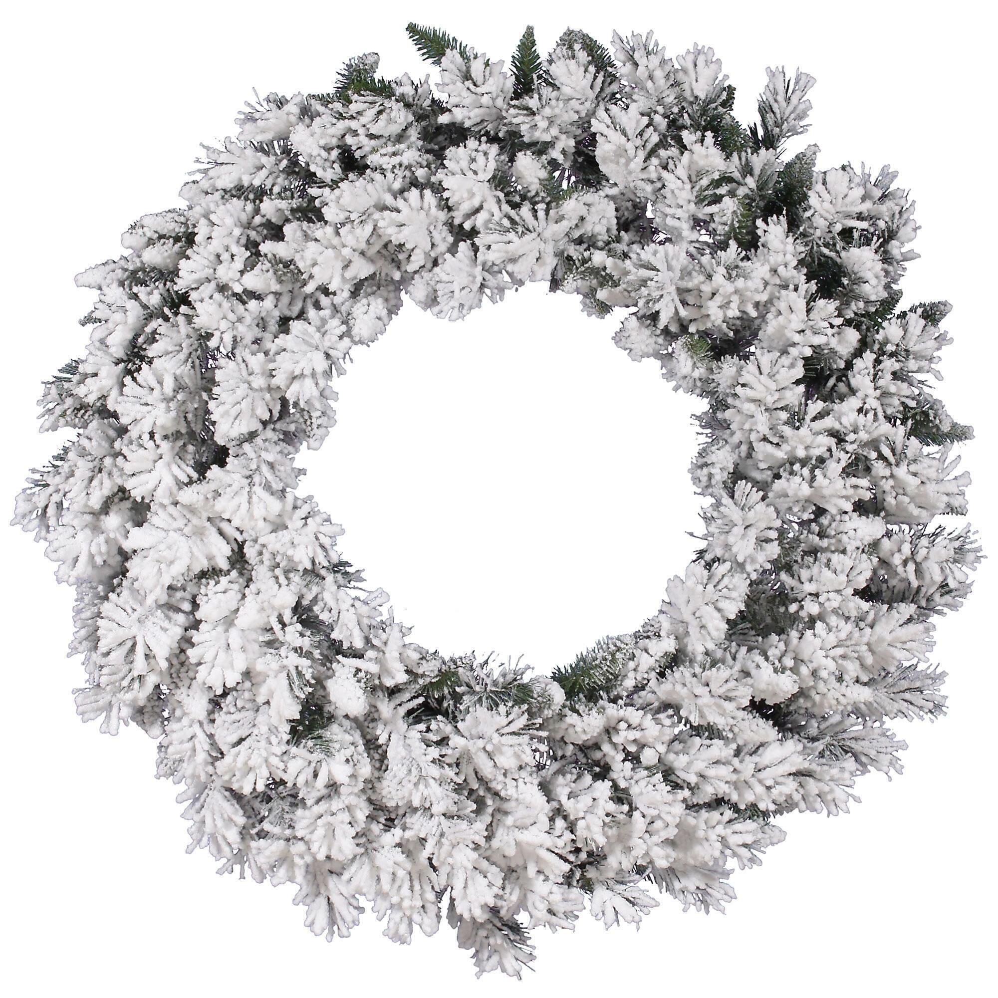 Vickerman 36" Flocked Snow Ridge Artificial Christmas Wreath, Unlit