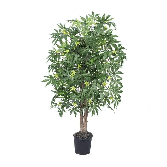 Vickerman 4' Artificial Japanese Maple Bush, Black Plastic Pot.