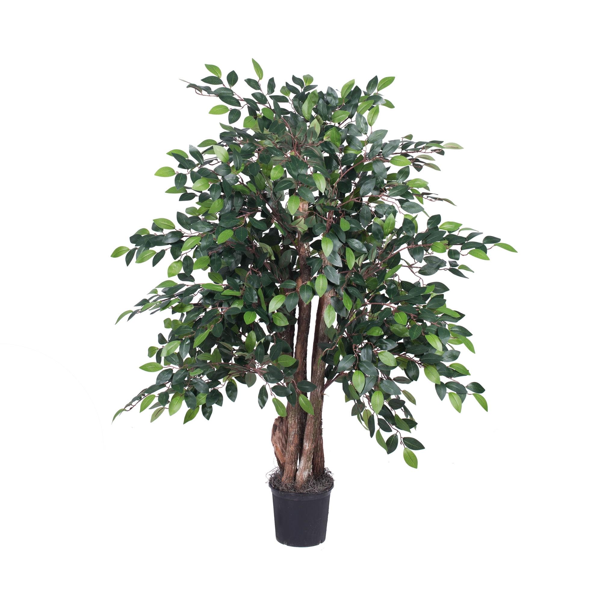 Silk Ficus in Decorative Pot - 4ft Green Potted Christmas Tree