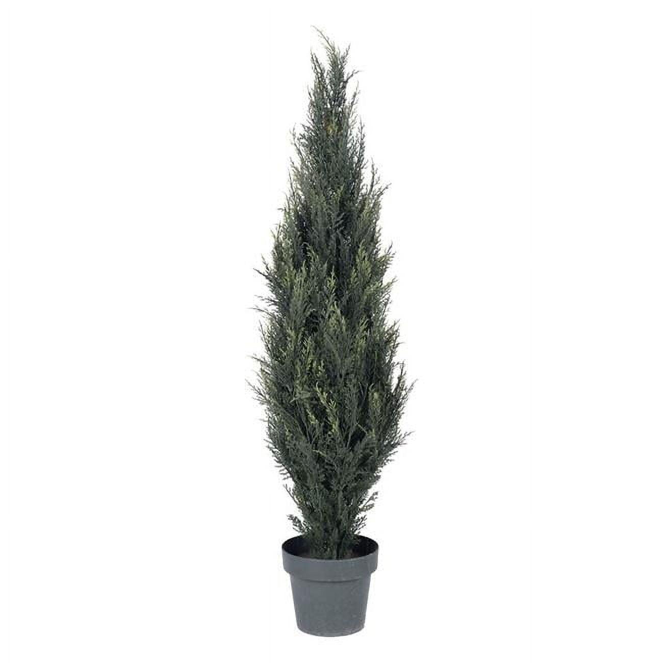 Vickerman 4' Artificial UV Resistant Pond Cypress Tree in Two Tone Green Pot.