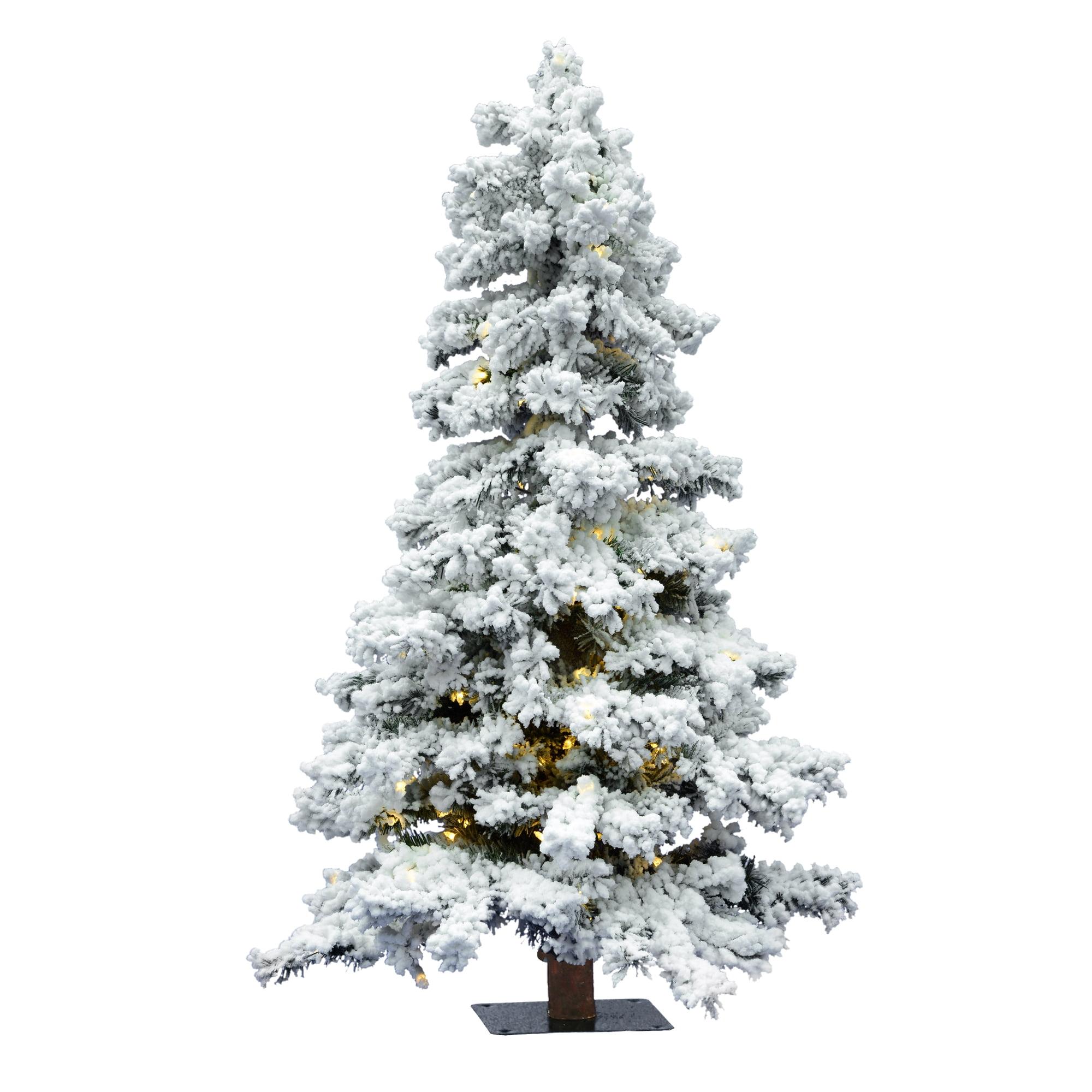 Vickerman 4' Flocked Spruce Artificial Christmas Tree, Warm White Single Mold LED Lights
