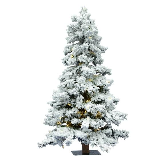 Vickerman 4' Flocked Spruce Artificial Christmas Tree, Warm White Single Mold LED Lights