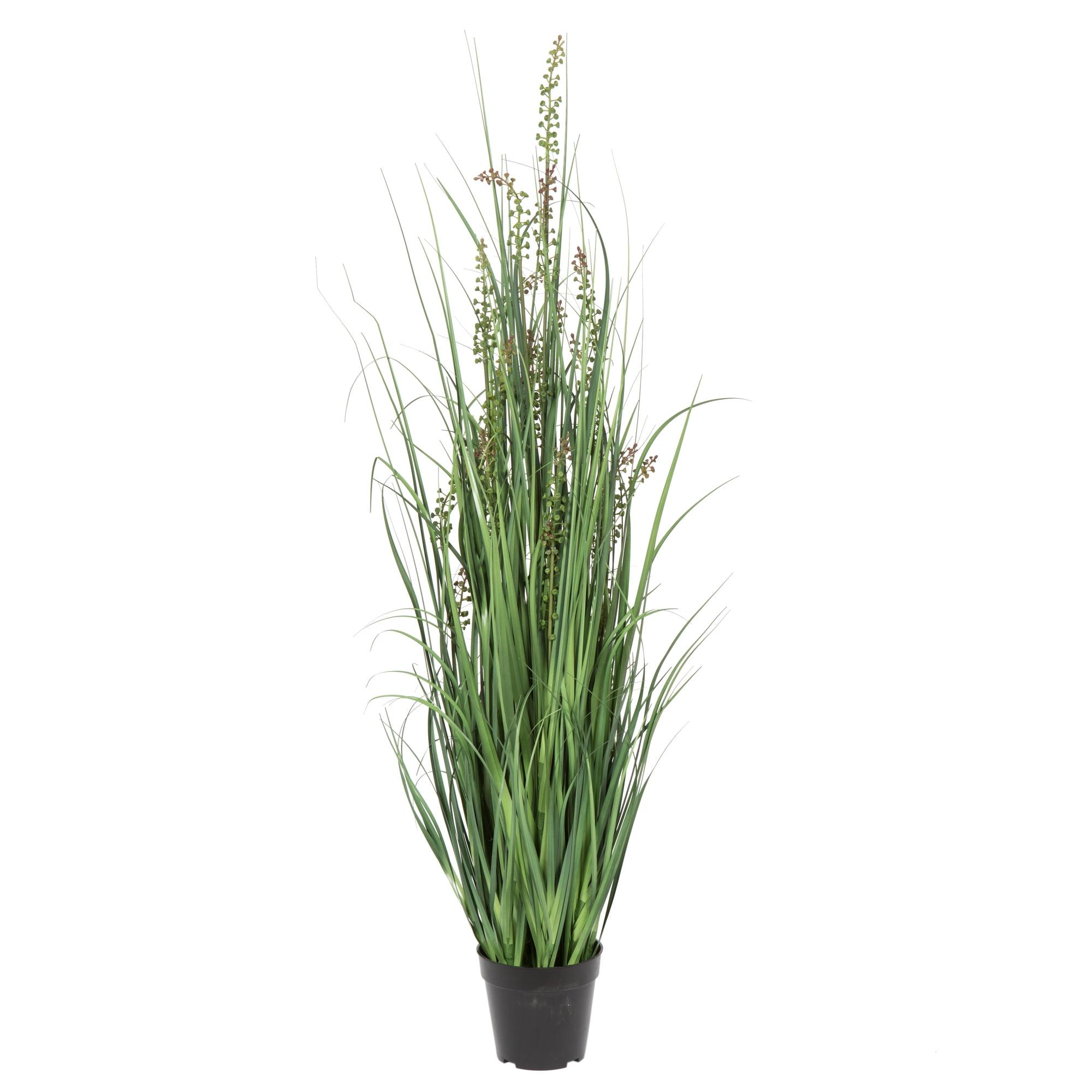 48" Green Faux Potted Grass Plant in Black Pot