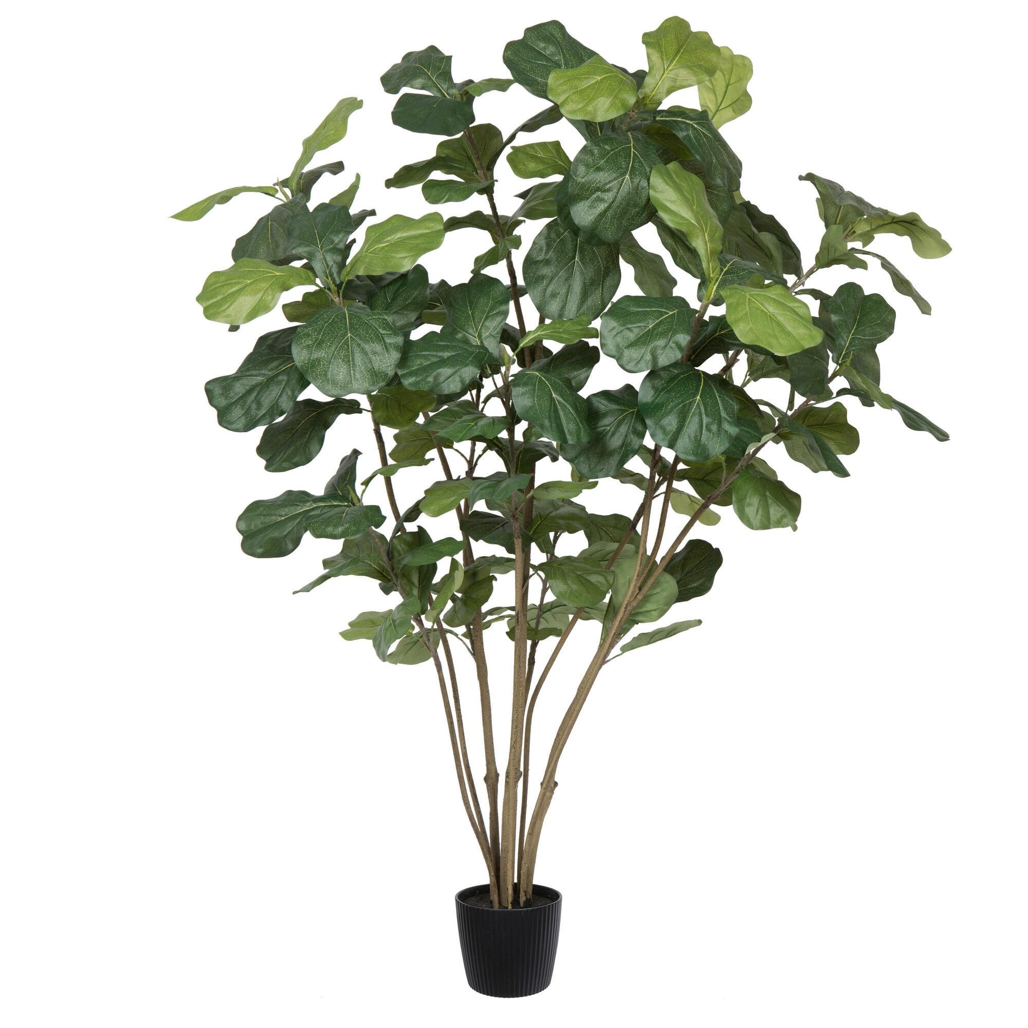 5' Green Plastic Potted Fiddle Leaf Fig Tree