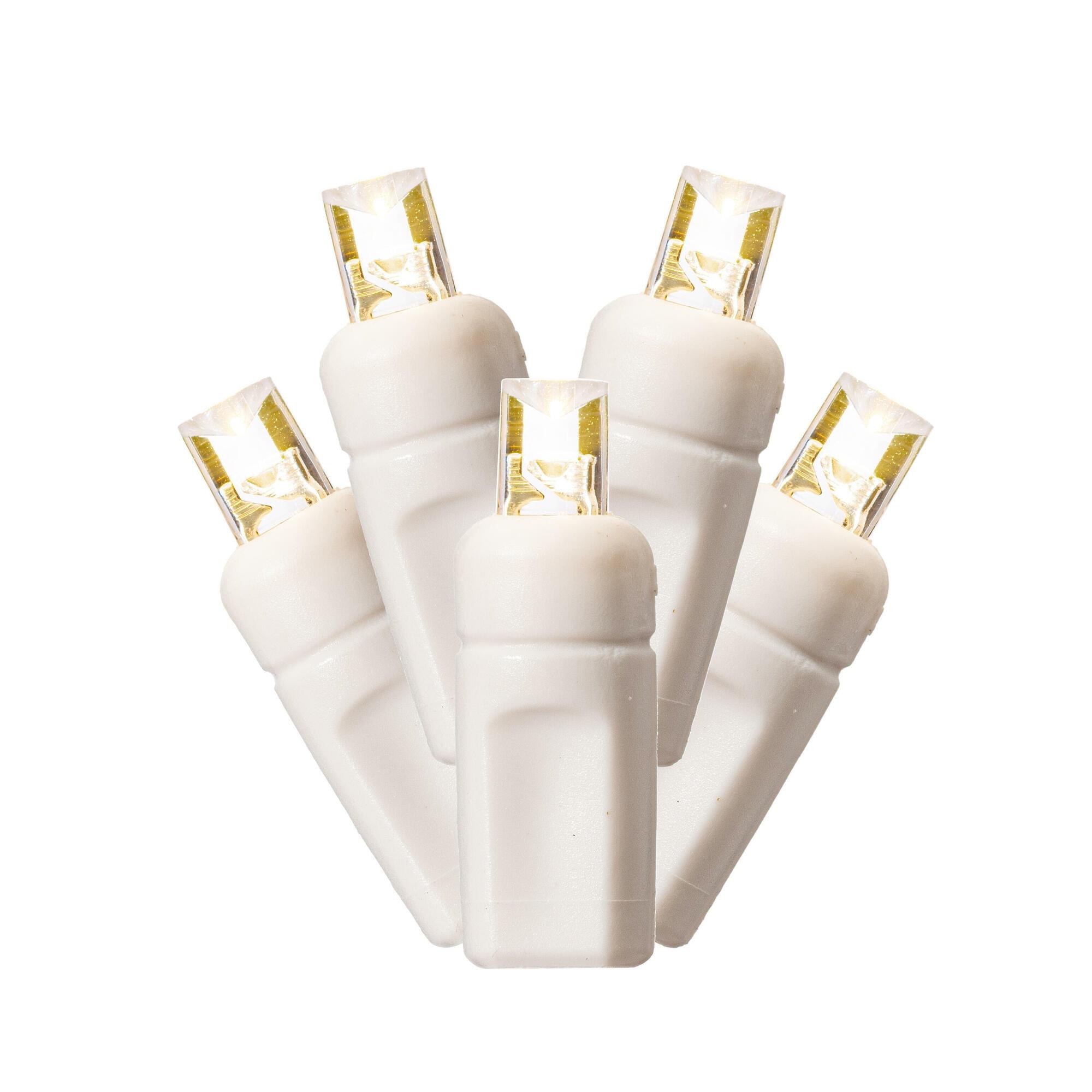 Vickerman 50 Warm White Wide Angle LED Light on White Wire, 25' Christmas Single Mold Light Strand