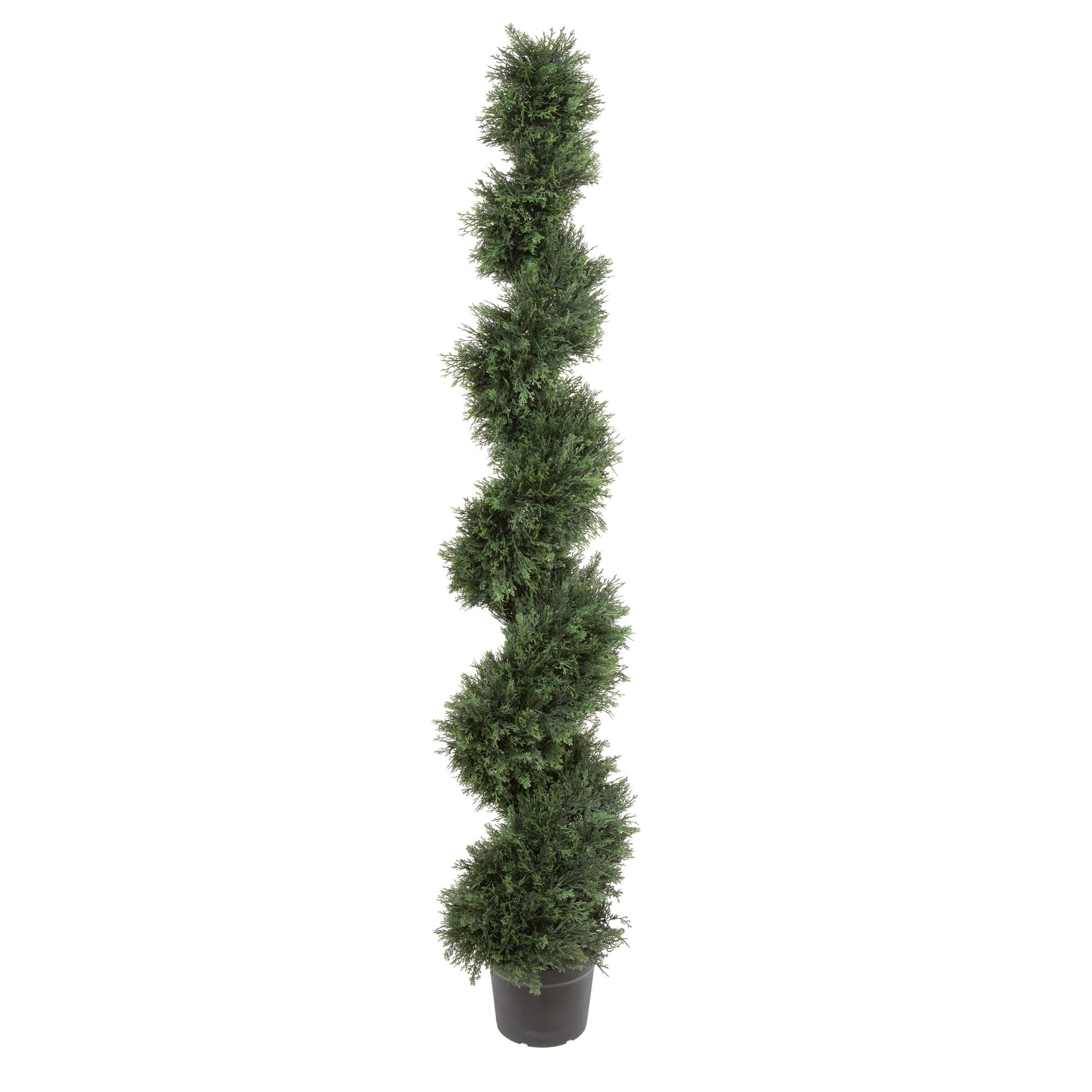 Vickerman 6' Artificial Potted Green Cedar Spiral Tree.