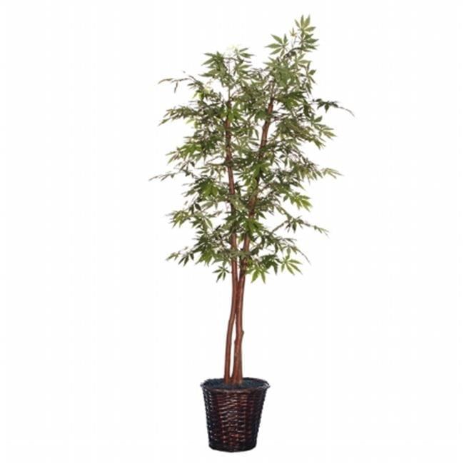 Vickerman 6' Artificial Japanese Maple Deluxe, Black Plastic Pot In a 7"Lx7"Wx6"H base.