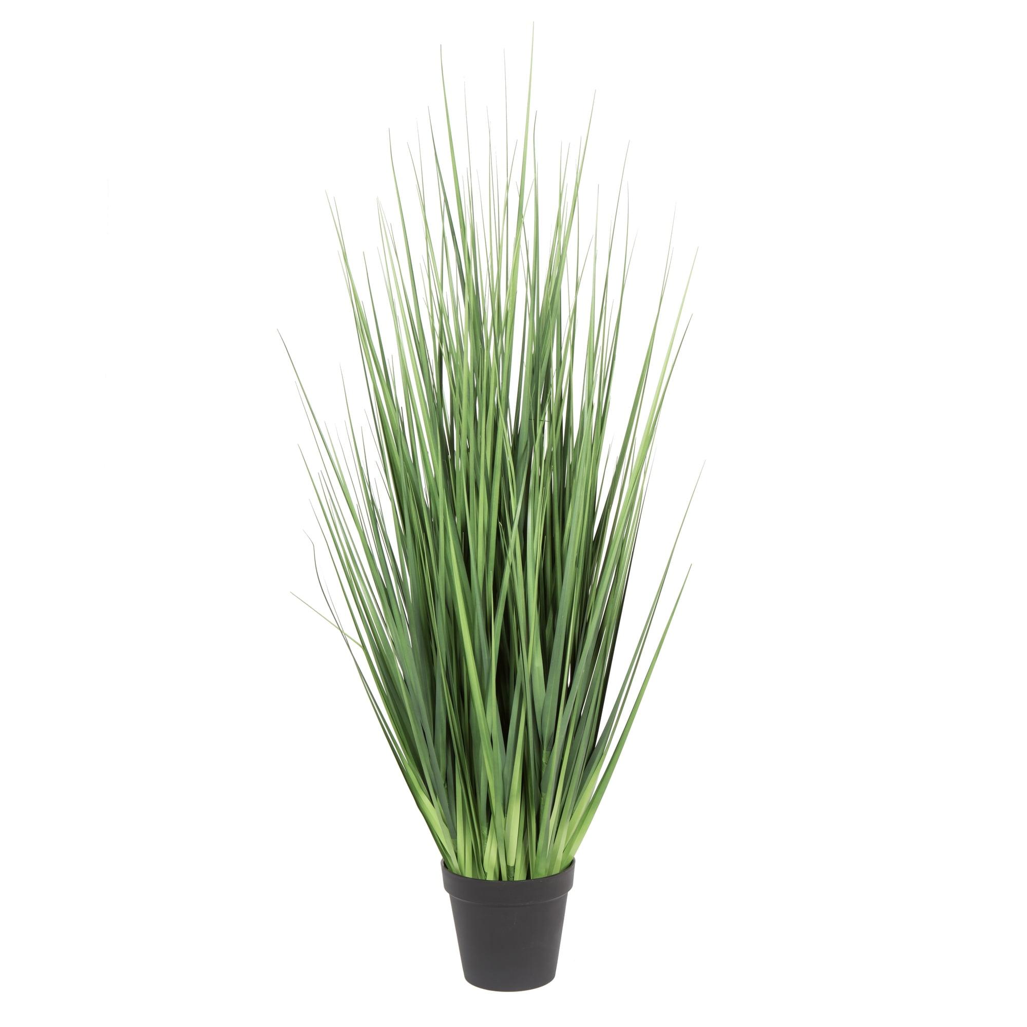 60" Tall Green Faux Grass in Black Plastic Pot